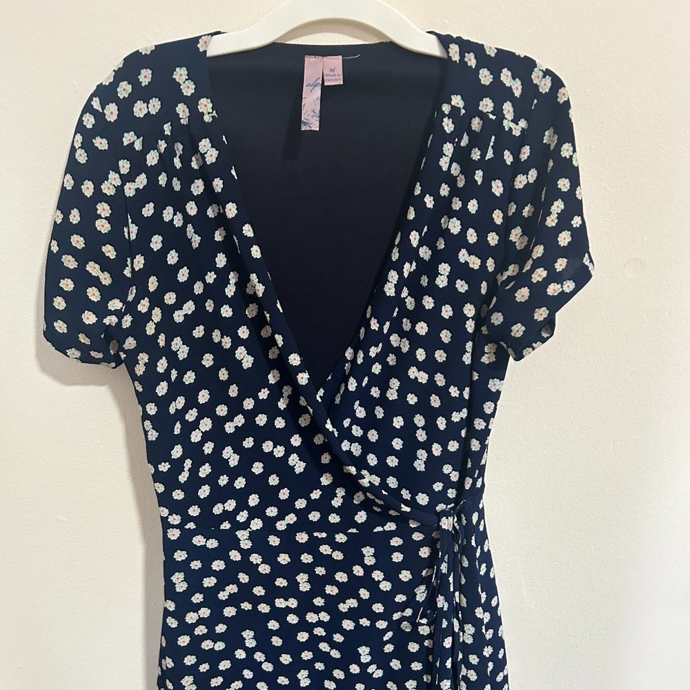 Alya Women's Floral Wrap Dress Navy Blue, M